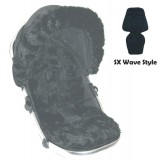 Seat Liner & Hood Trim to fit Silver Cross Wave Pushchairs - Black Faux Fur
